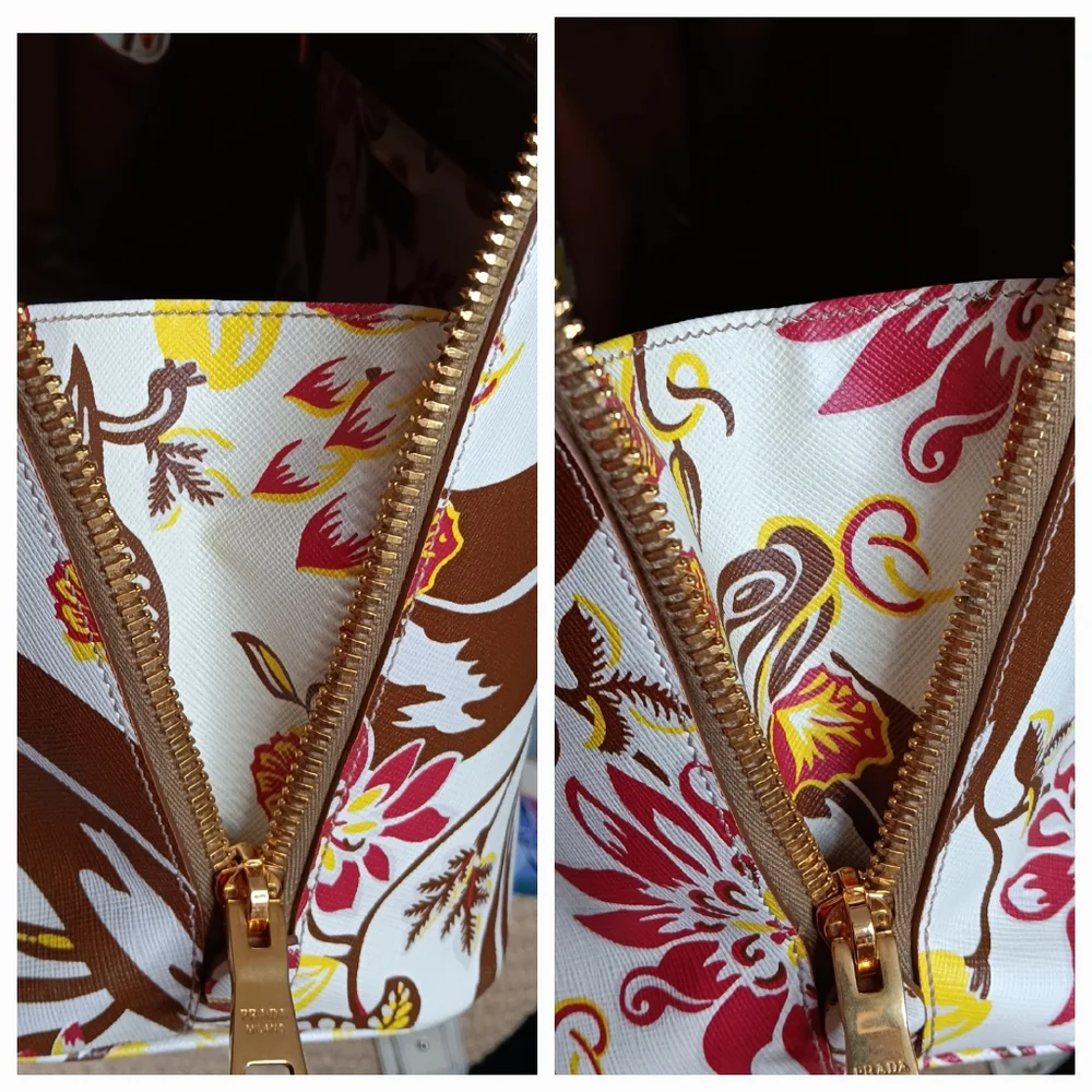Prada RARE 💐 Large Floral Saffiano Lux Promenade Dome Sachel Bag - Picture 7 of 17